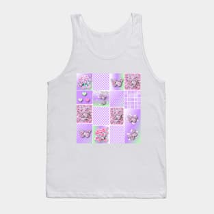 Butterfly and Flower Lovers Patchwork Pattern Tank Top